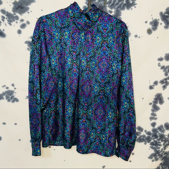 Vintage Notations Petite Turtle Neck Pattern Blouse - Picture 2 of 7